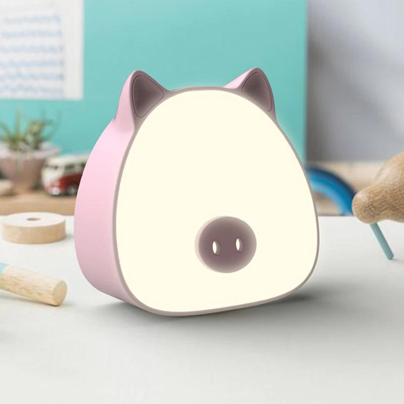 Mini Night Cute Pig Lamp with Touch Sensor Color Change Battery for Kids Bedroom Pak55 | Table Lamps