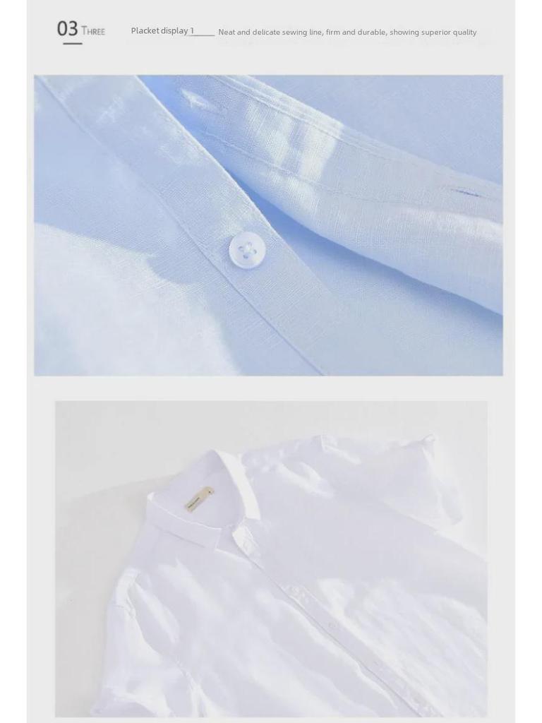 Мужская льняная рубашка темно-синего цвета с короткими рукавами — воротник-стойка, свободный крой, дышащая, универсальная, в японском ретро-стиле, повседневная.