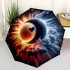 Music Space Compact Travel Automatic Umbrella Folding Umbrella with 8 Ribs Foldable Design Travel Essential Fashionable Accessory Gift for Festivals