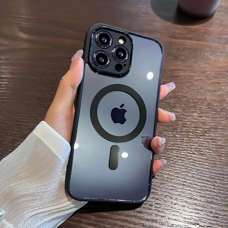 Роскошный магнитный чехол для беспроводной зарядки Magsafe для iPhone 15 14 13 12 11 Pro Max противоударный прозрачный чехол