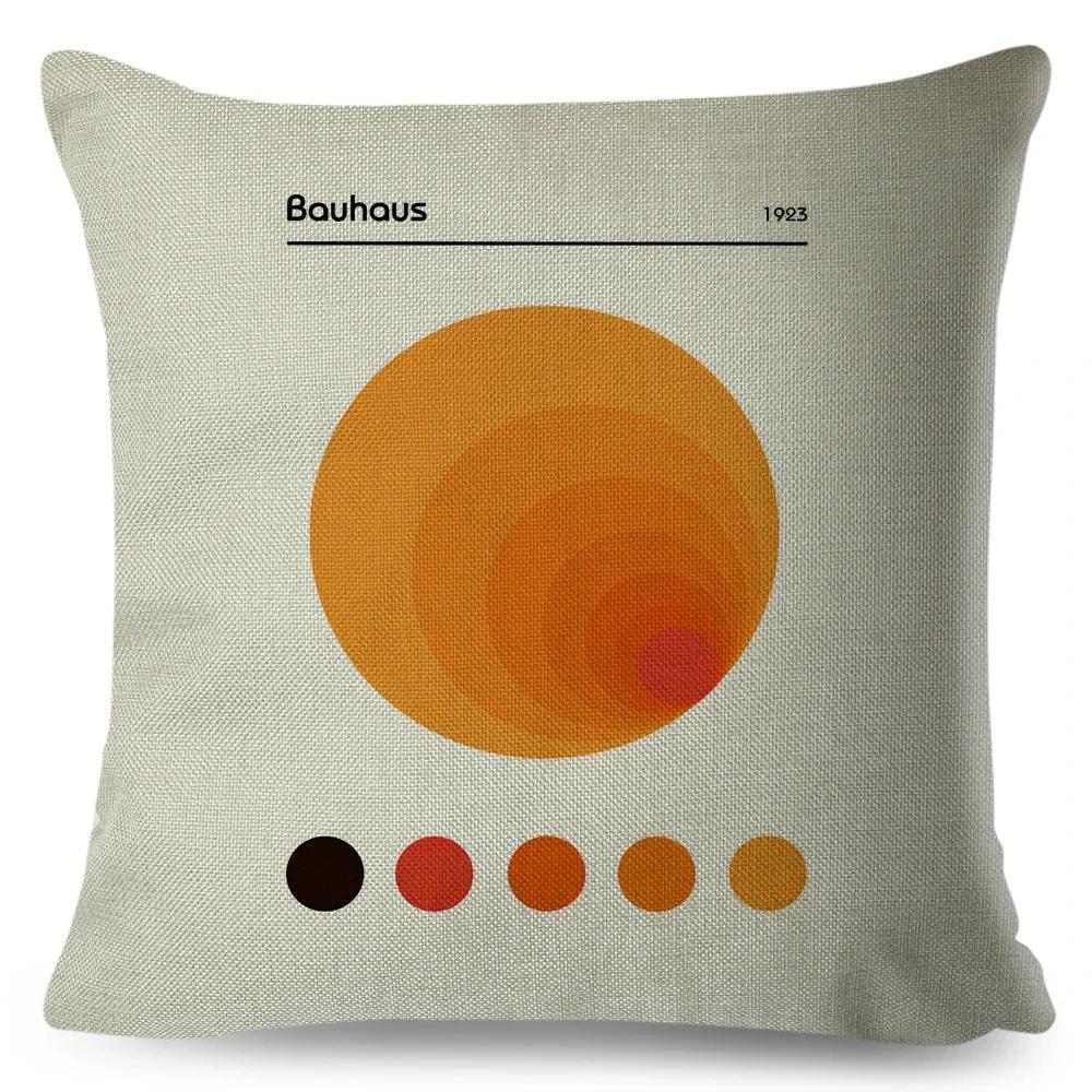 Nordic Polyester Throw Pillow Case for Sofa Minimalist Color Block Double Print Cushion Cover Decor Bauhaus Modern Pillowcase