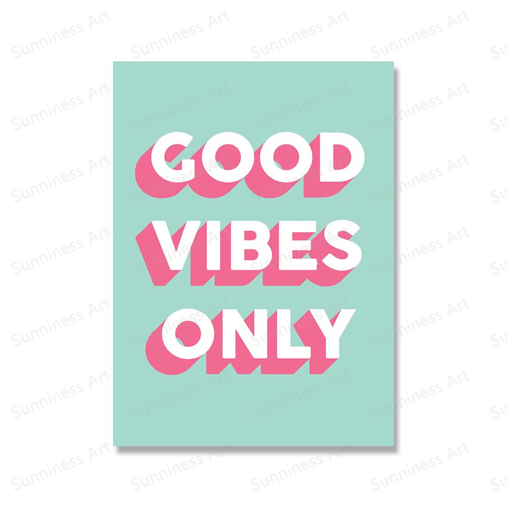 Минималистичные красочные мотивирующие цитаты, художественная живопись, постер, только хорошее настроение, настенное искусство, печать на холсте, современная гостиная, домашний декор