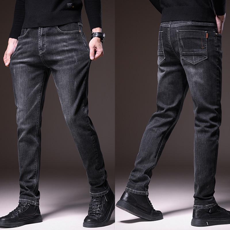 Men’s Slim Straight Elastic Jeans - Korean Style, Versatile for Spring & Autumn