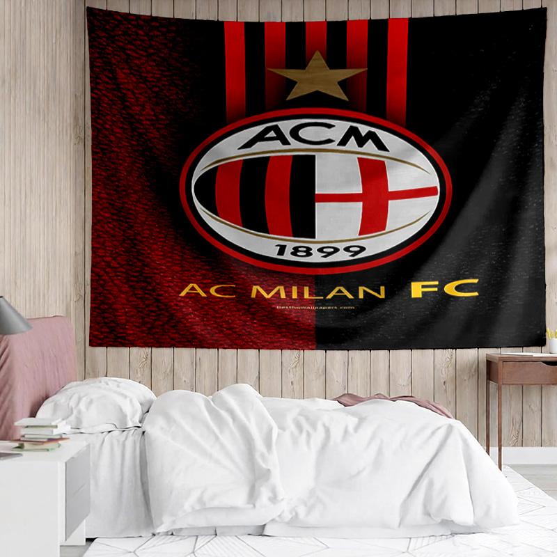 Associazione Calcio Milan Tapestry for Bedroom Aesthetic Classroom Tapestries Wall Hanging for Living Room Dorm Office,Ideal Creative Gift