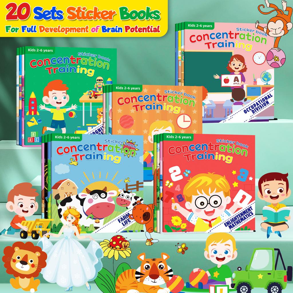 10/20 Books Sticker Book Focus Potential Development Stickers Children Enlightenment Baby Early Education Book