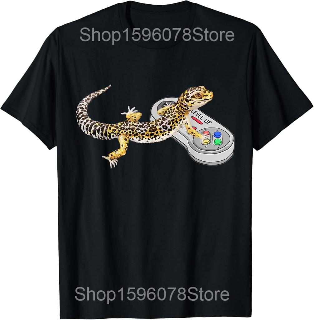 Cute Leopard Gecko Pocket T Shirts Men Women Christmas Gift Streetwear Tee Shirt Short Sleeve Unisex Loose Clothing