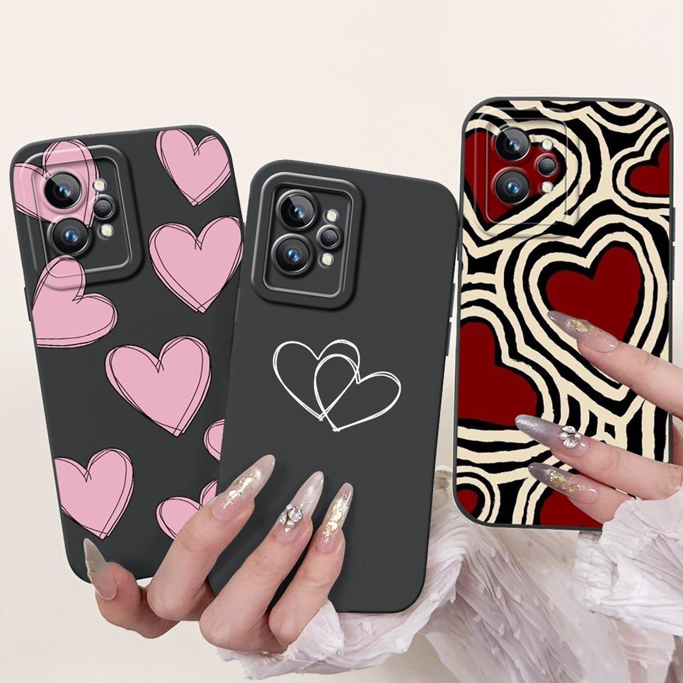Девочковый чехол-сердечко для Realme GT2 Pro Чехол Realme GT Neo2 GT2 GT Neo 3T Funda Мягкий матовый силикон Защитная крышка для объектива Capa