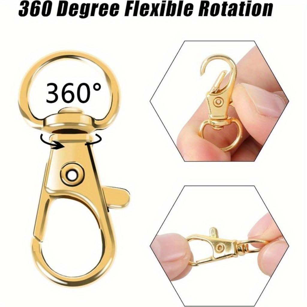 100PCS Gold Swivel Clasps Lanyard Snap Hooks with Key Rings, Key Chain Clip Hooks Lobster Claw Clasps for Keychains Jewelry DIY Crafts