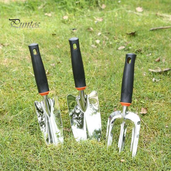 Набор садовых лопат из нержавеющей стали, 3 шт./компл., противоскользящая резиновая ручка, портативный заостренный наконечник для копания, садовый мастерок, посадка газона, трехзубая лопата