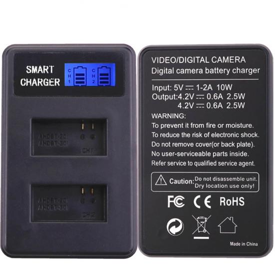 Portable LCD Dual Battery Charger for GoPro Hero 3 3+ AHDBT-201 AHDBT-301 Camera