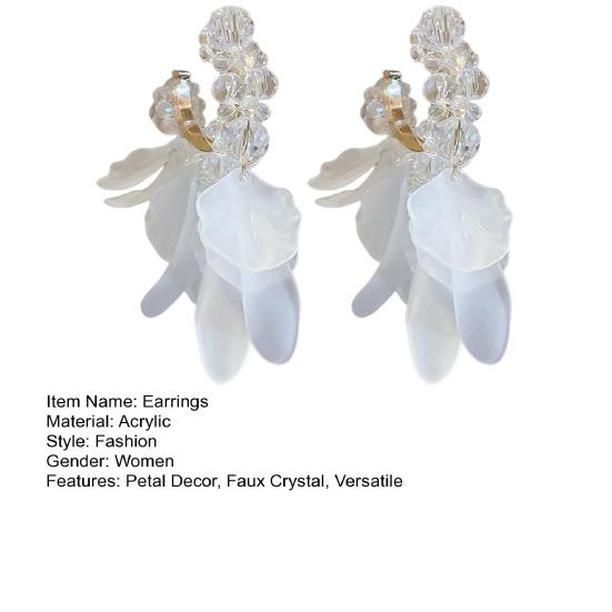 1 пара серег-гвоздиков с кисточками, серьги-капли с декором в виде лепестков из прозрачного акрила, праздничные серьги-заявления