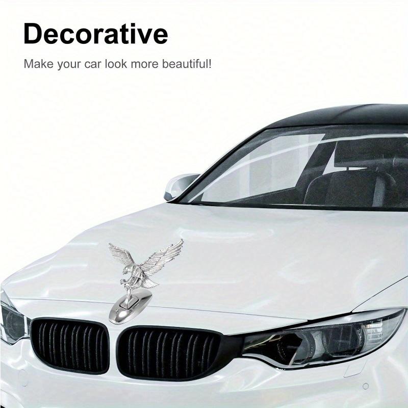 1pc Silver Eagle Shaped Car Ornament with Waterproof Self-adhesive and Rustproof Engine Hood Eagle Stand, Chrome Plated Car Decoration