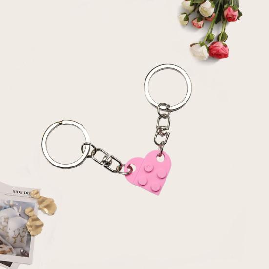 1 Pair Detachable Heart Pendant Keychain Matching Brick Key Ring Couple Lover Key Chain Valentine Day Gift