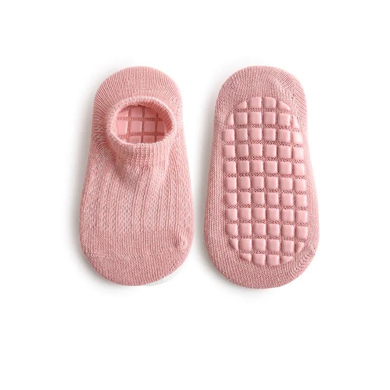 Детские носки Мягкий гребенной хлопок Носки для малышей Нескользящие Противоскользящие Новорожденные Силиконовая подошва Детские Домашние Сетчатые Тонкие Летние Однотонные Носки