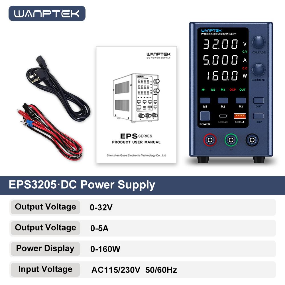 Laboratory power supply 32V 10A adjustable DC power supply with three sets of data storage With USB and Type-C fast charging