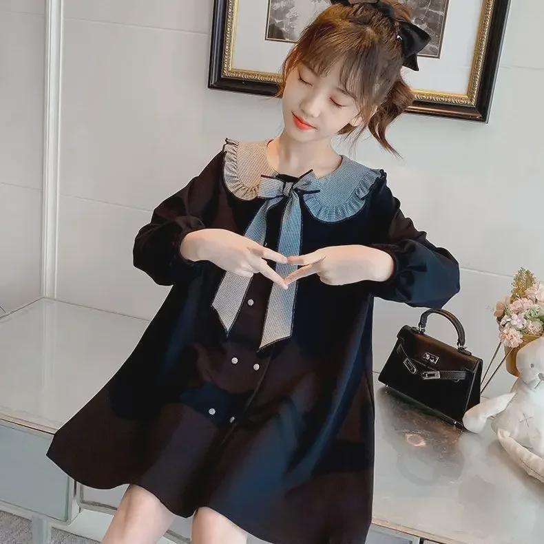 Милое платье с кукольным воротником для девочек 2024 года — корейский стиль принцессы весна/осень