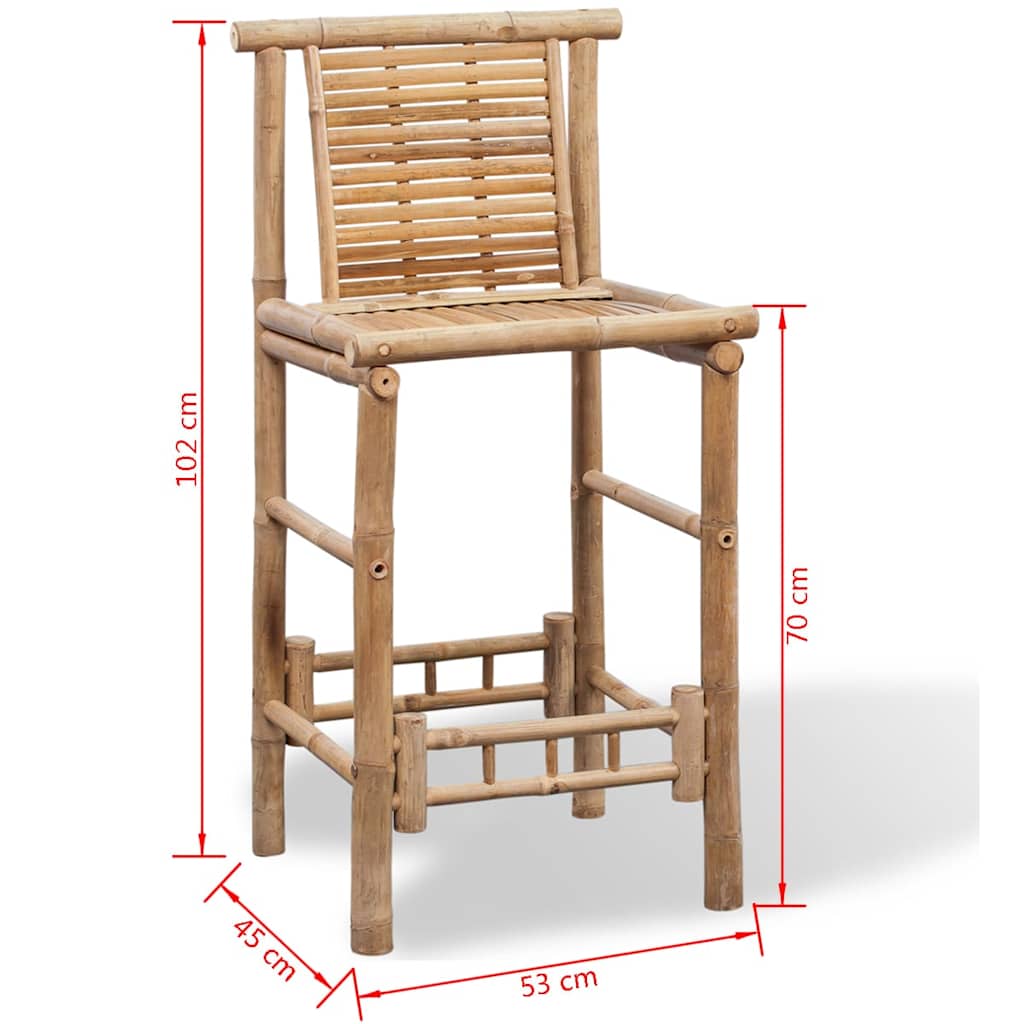 Bar Stool 2 pcs Bamboo