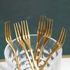 6 шт., вилки для фруктов из нержавеющей стали, золото, серебро, вилка для торта, посуда для закусок и салата