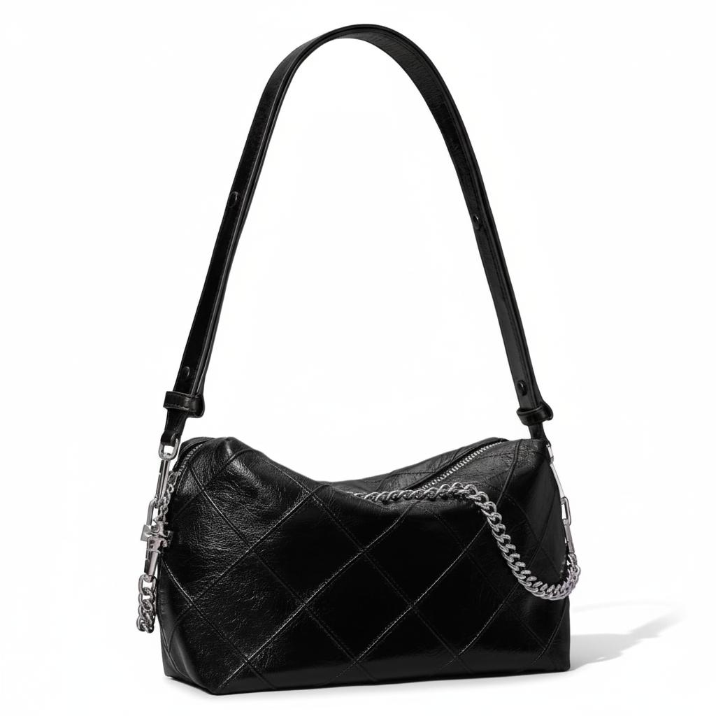Tory Burch Fleming Adjustable Detachable Shoulder Strap Pleated Leather Tote Bag Large Women tote bags Black 183831-001