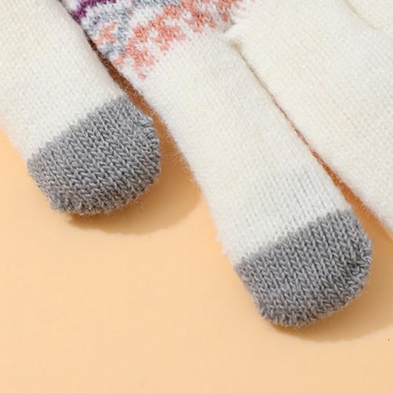 Зимние сенсорные перчатки мужские женские с вязаным узором оленя теплые перчатки на флисовой подкладке толстые перчатки с пушистыми манжетами для велоспорта в помещении и на улице