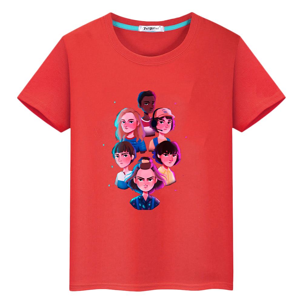 Футболка для детей, мальчиков, 10 лет, очень странные дела, принт, 100% хлопок, аниме-футболки, короткие топы, кавайная футболка, детская одежда 2000 года, девочки