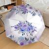 Elegant Purple Floral Automatic Folding Umbrella with 3-Fold Design, Iron Frame for Outdoor Use, Perfect Gift for Fans and Travelers1125065a