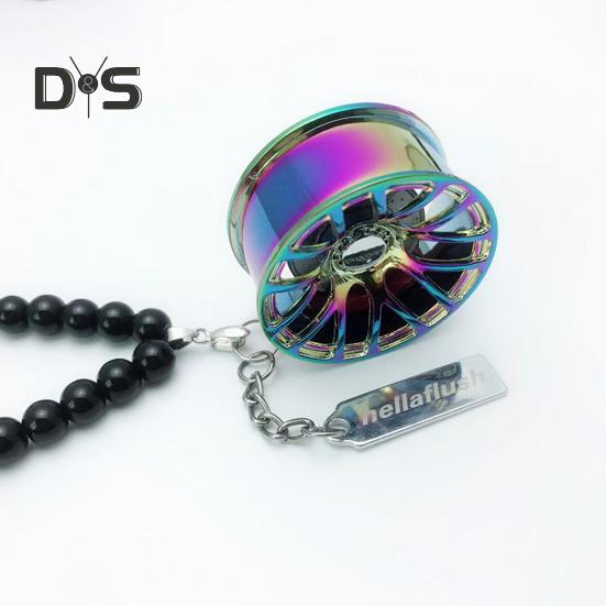 Alloy Racing Wheel Car Pendant Rearview Mirror Hanging Accessory Glossy Black Beads Silver Tag Auto Decoration Unique Design