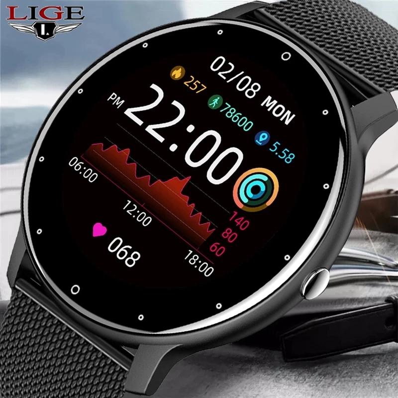 Смарт-часы LIGE с экраном 1.28 дюйма, защитой от воды IP67, пульсометром и возможностью принимать звонки с телефона