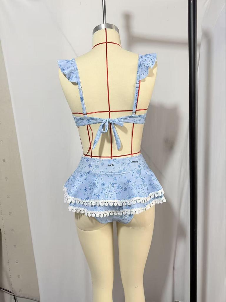 Женский пляжный бикини-комплект с европейским и американским принтом 2026