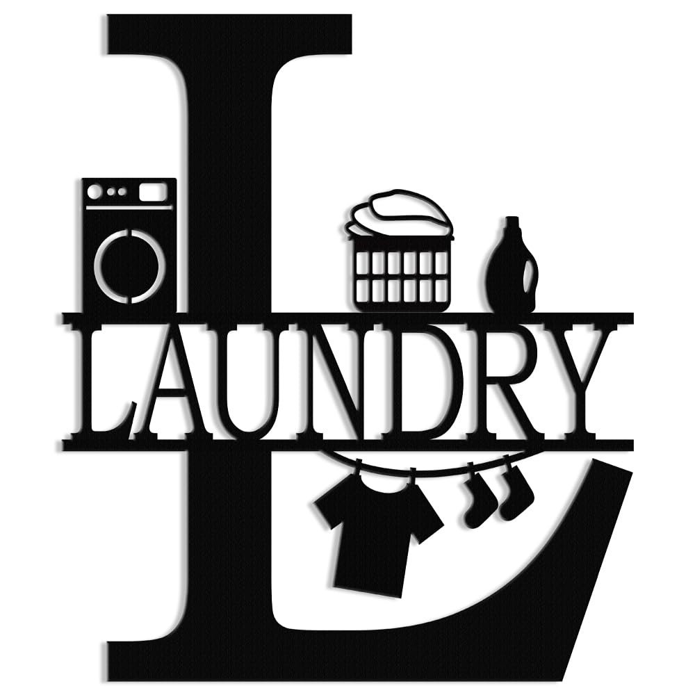 Laundry Room Decorative Logo Classic Metal Design (Black -30.5 × 35.5cm)