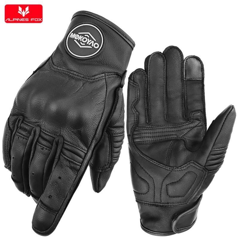 Full Grain Leather Motorcycle Gloves Men Women Touchscreen Compatible Crash Protection Riding Gear
