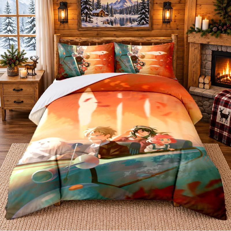 Spy × Family Pattern Bedding 3Pcs Set Bed Sheet And Pillowcases For Indoor Bedroom