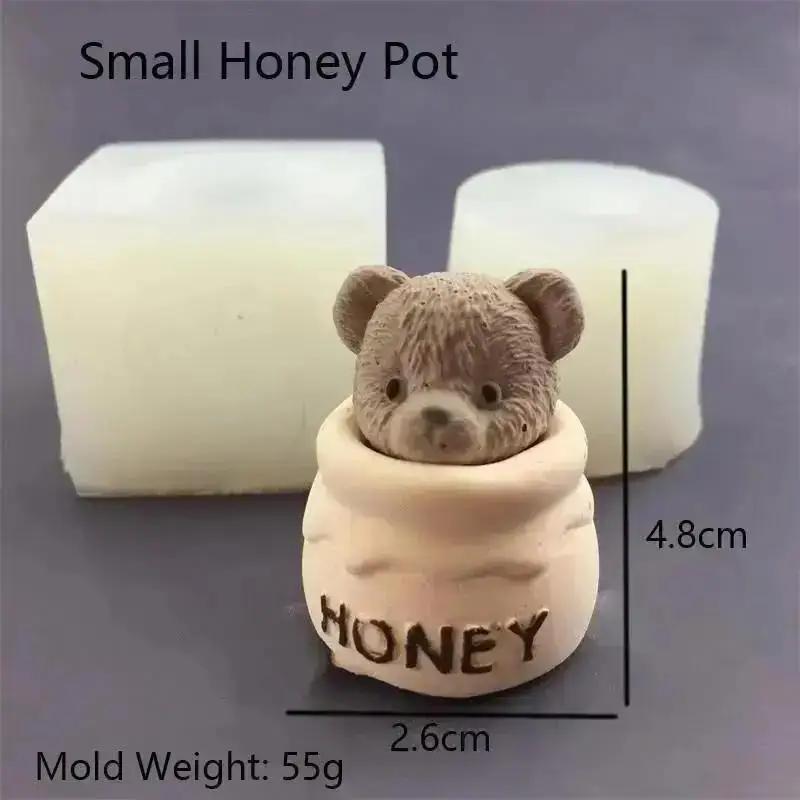 1pc Bear Honey Jar Little Bear Candle Silicone Mold Cake Baking Mould Aroma Candle Plaster Drip Mold for Home Decoration