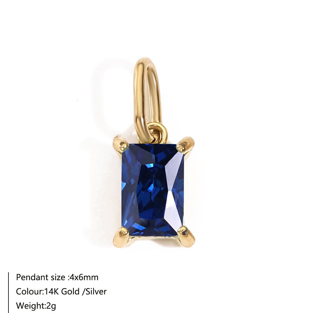 Прямоугольные подвески из нержавеющей стали с покрытием 14K золотом, с камнями по месяцам и цирконием