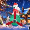 2.7M/8.8FT Inflatable Toys Christmas Decorations Santa Fly Plane LED Lights Model Xmas Festival Party New Year Outdoors Decor