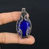 Blue Sapphire Pendant, Handmade Gemstone Pendant, 999 Copper Wire Wrapped Pendant Antique Jewelry, For Engagement Gift