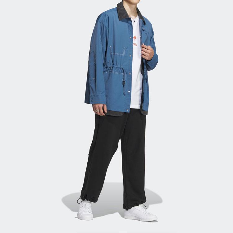 adidas Однобортный пиджак с контрастным воротником, мужская верхняя одежда, синий HY7240