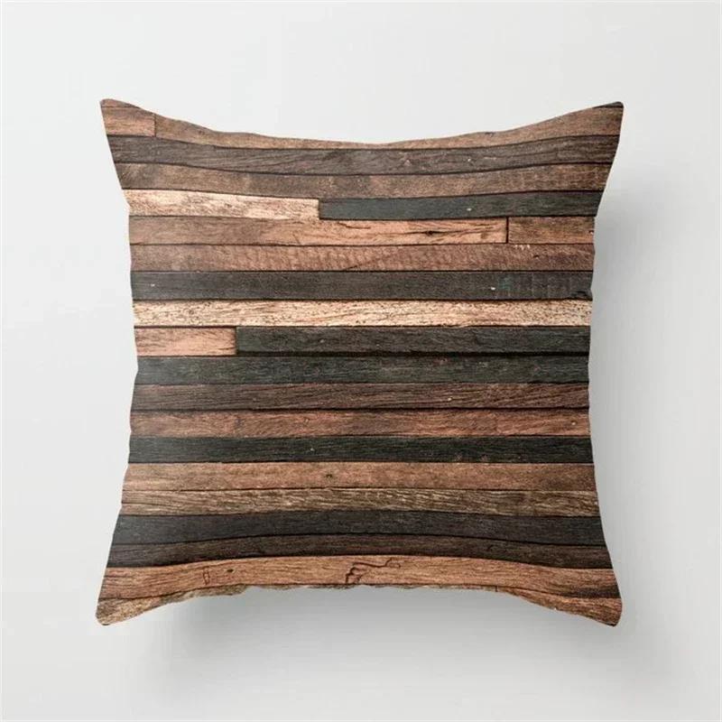 45x45cm Creative Wood Texture Marble Pillowcases Fashion Geometric Cushions Case Farmhouse Home Decor Sofa Couch Throw Pillows