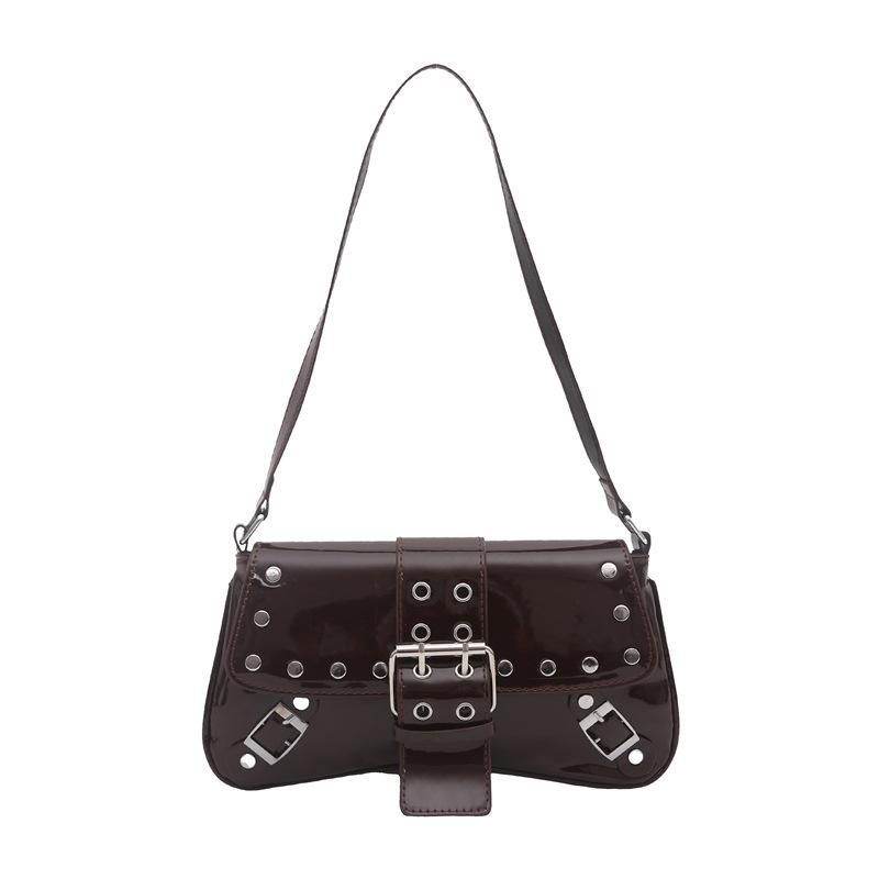 Сумка на одно плечо с заклепками в панк-стиле, Сумка-тоут, Крутая и модная девушка, Сумка подмышку, Сумка-багет