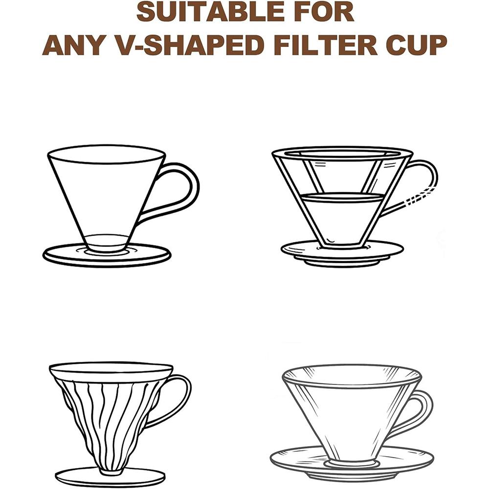 LMETJMA 100 шт. кофейная фильтровальная бумага натуральная неотбеленная V02 одноразовая кофейная фильтровальная бумага конусная подходит для капельницы для кофе JT278