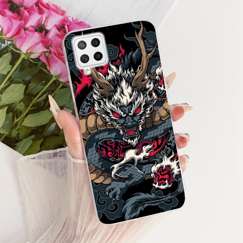 For Samsung Galaxy A22 4G A225F / A22 5G A226B Cool Dragon Tiger Pattern Phone Case For Samsung A22 Soft Silicone TPU Bumpers