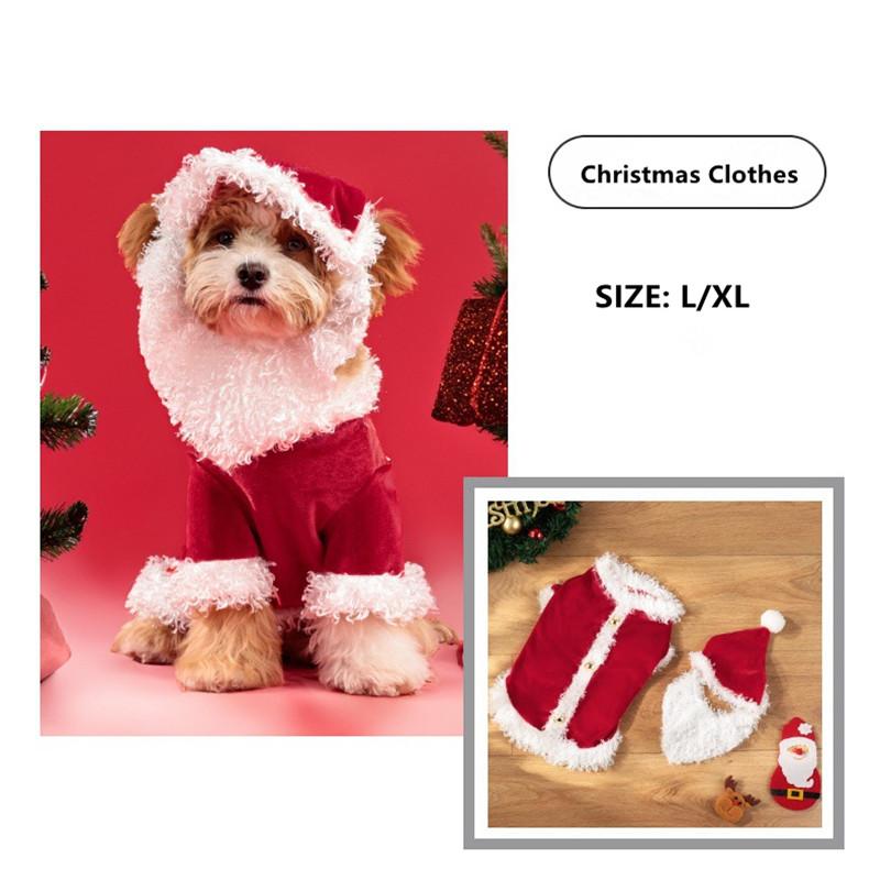 Рождественская одежда для собак, костюм Санта-Клауса для собак, зимнее пальто для щенков и кошек, куртка, костюм для собак с шапкой, теплая одежда для собак и кошек