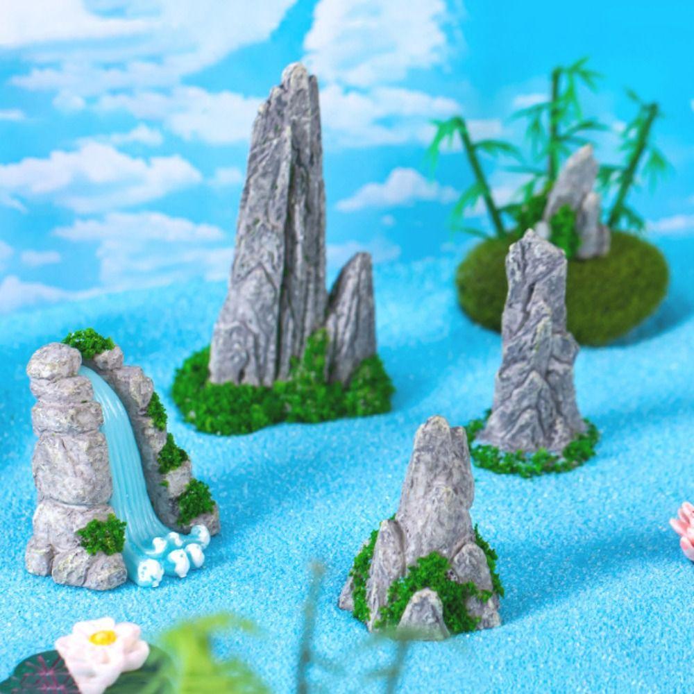 Decorative Mini Rockery Ornament Simulation Waterfall Rocks Micro Landscape Ornaments  Fish Tank