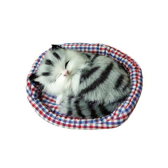 Cute Simulation Sounding Sleeping Cat Plush Mat Toy with Nest Kid Children Gift