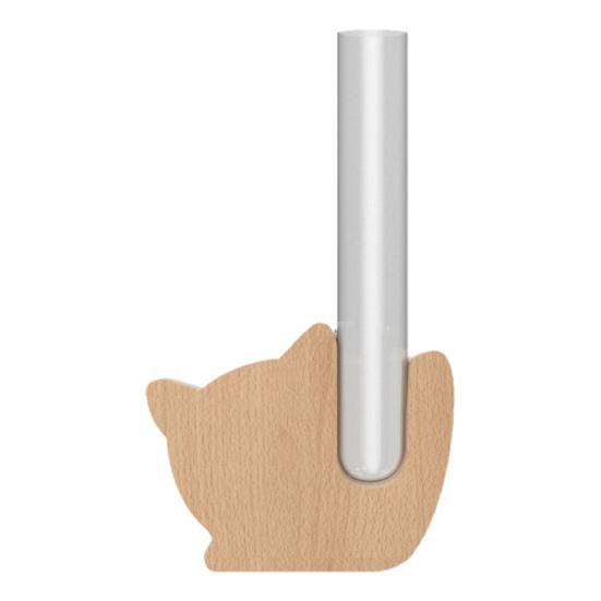 Fridge Magnet Vase Clear Glass Tube Vase with Wooden Base Magnetic