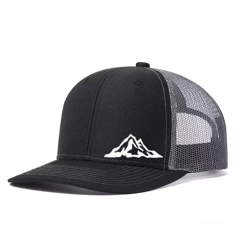 Регулируемая бейсболка с принтом горного хребта, классическая snapback, кепка дальнобойщика с сеткой, дышащая, для гольфа, рыбалки, на открытом воздухе, от солнца