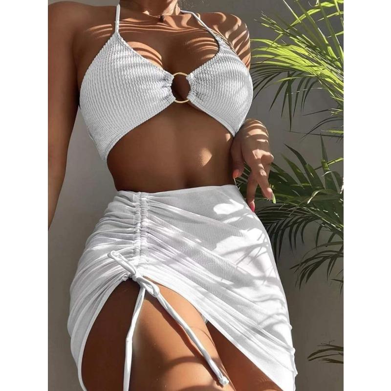 Купальник женский разноцветный сексуальный юбка-воротник купальник из трех частей бикини