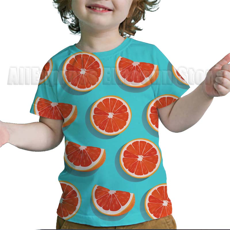 Toddler 3D Funny Fruits Printed T Shirts Baby Boys Girls Kids Tee Tops Summer Children Avocado Strawberry Lemon Apple T-shirts