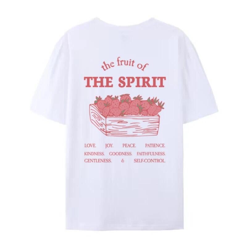 Women Cute Y2k Strawberry Tshirts Fruit of Spirit Bible Verse TShirts Retro Aesthetic Christian Streetwear Unisex Church Merch