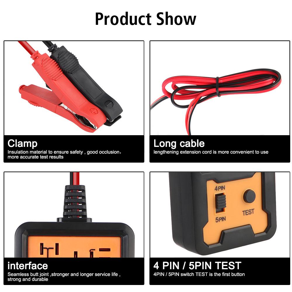 Тестер аккумулятора автомобиля, тестер напряжения, тестер автомобильных реле, универсальный 12 В, светодиодный индикатор, автомобильный электронный тестер реле